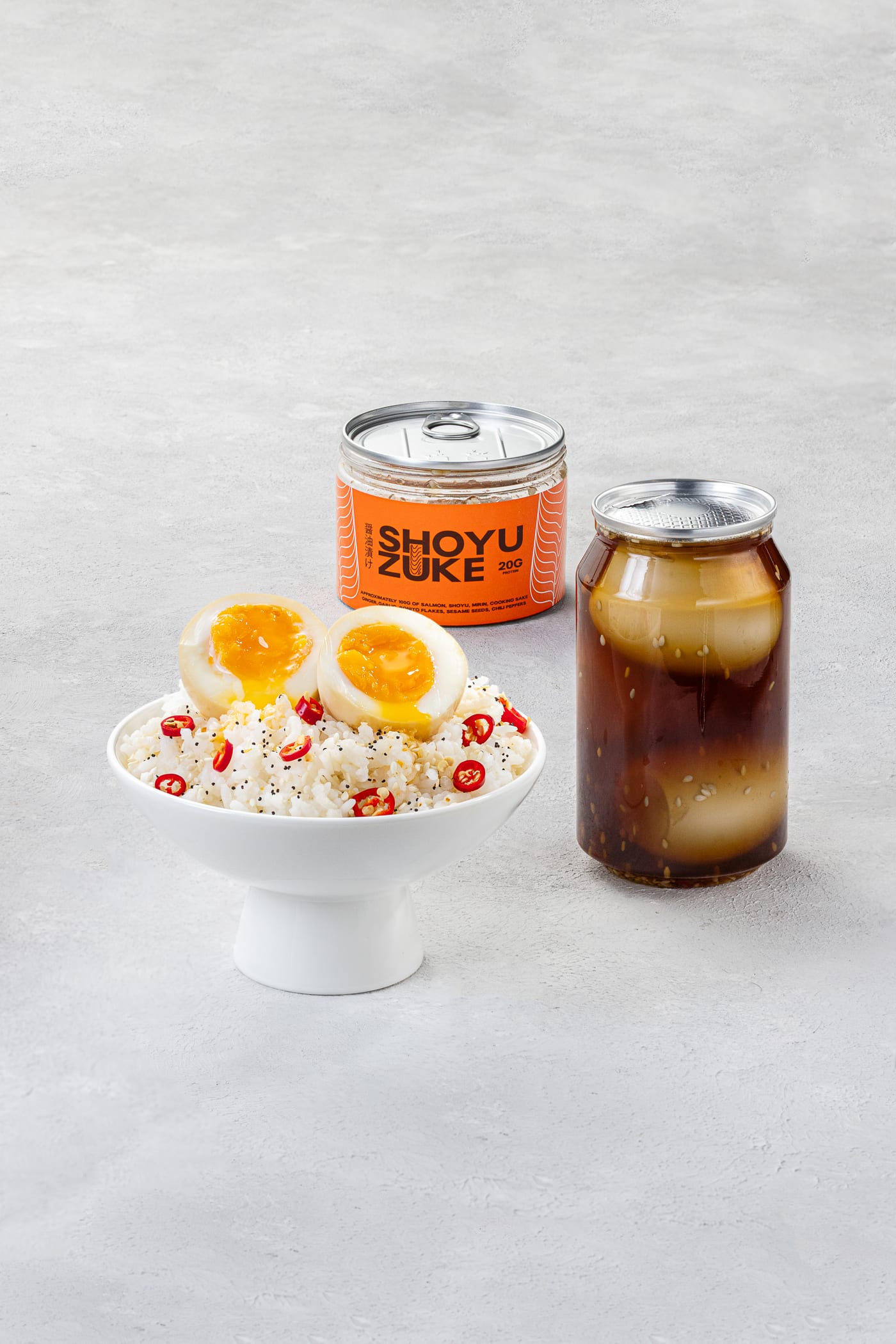 Mayak Eggs — 3 eggs of jammy yolk, soy-cured, sesame